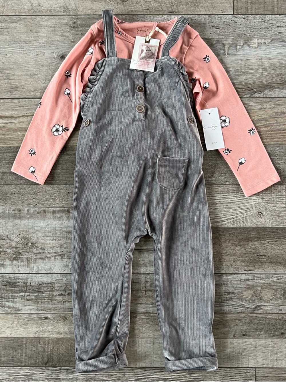NWT Jessica Simpson Girls Soft Overall Set Size 3T